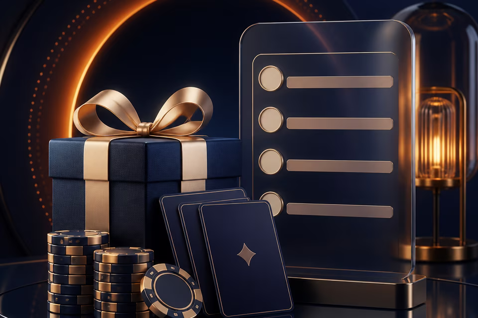 Illustration af bonusvilkår og casino-tjekpunkter hos Nine Casino